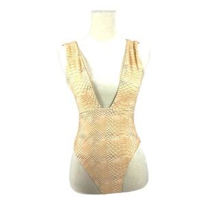 Weworewhat | NWOT S Small Cream Snake Print One Piece Swimsuit